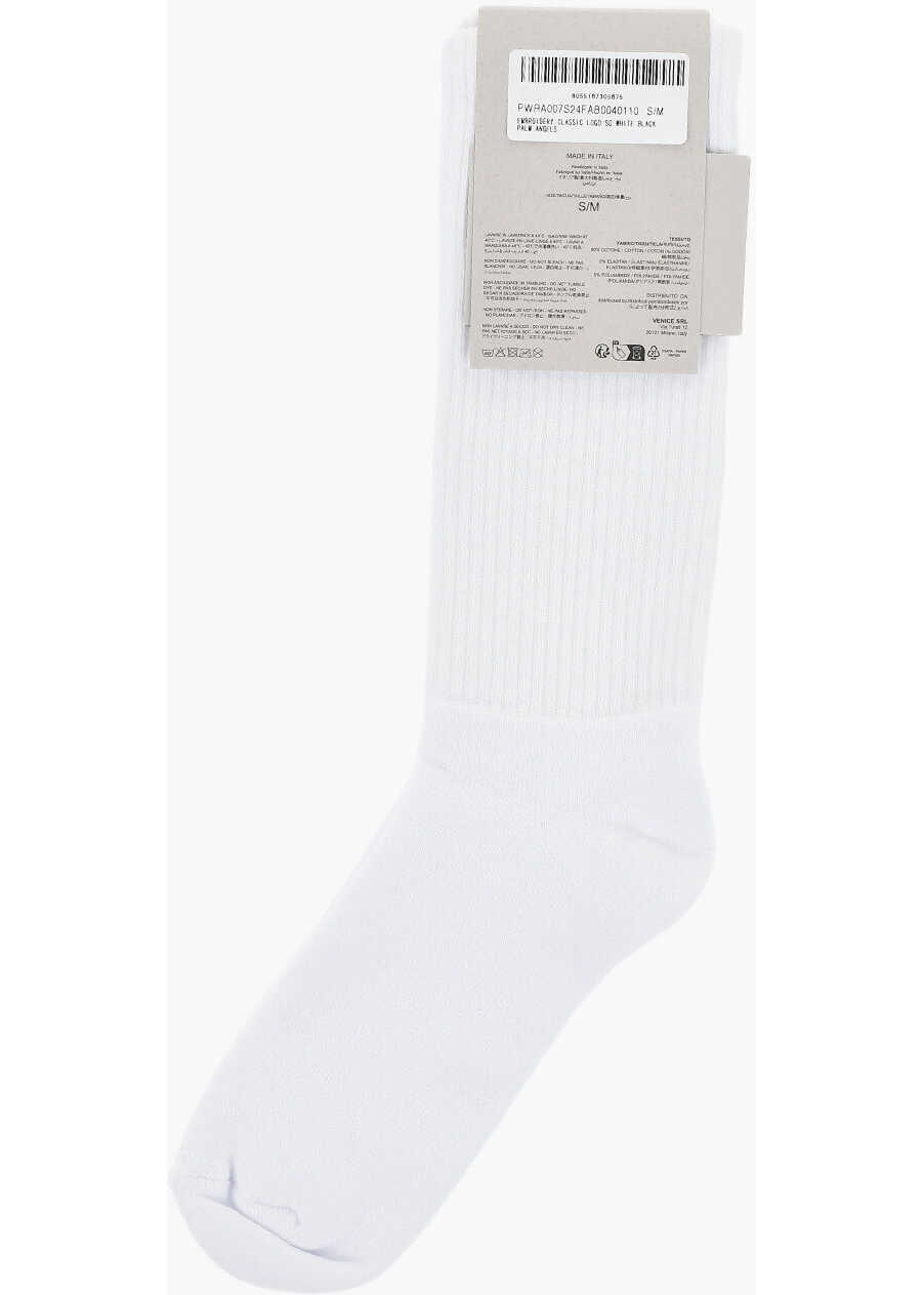 Sosete Palm Angels Embroidered Socks Classic Logo White Blac White Femei (BM 19746716) 3