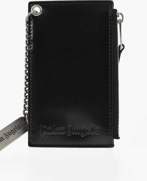 Portofele Palm Angels Glossy Leather Card Holder With Tone-On-Tone Logo Black Barbati (BM 19746725) 2