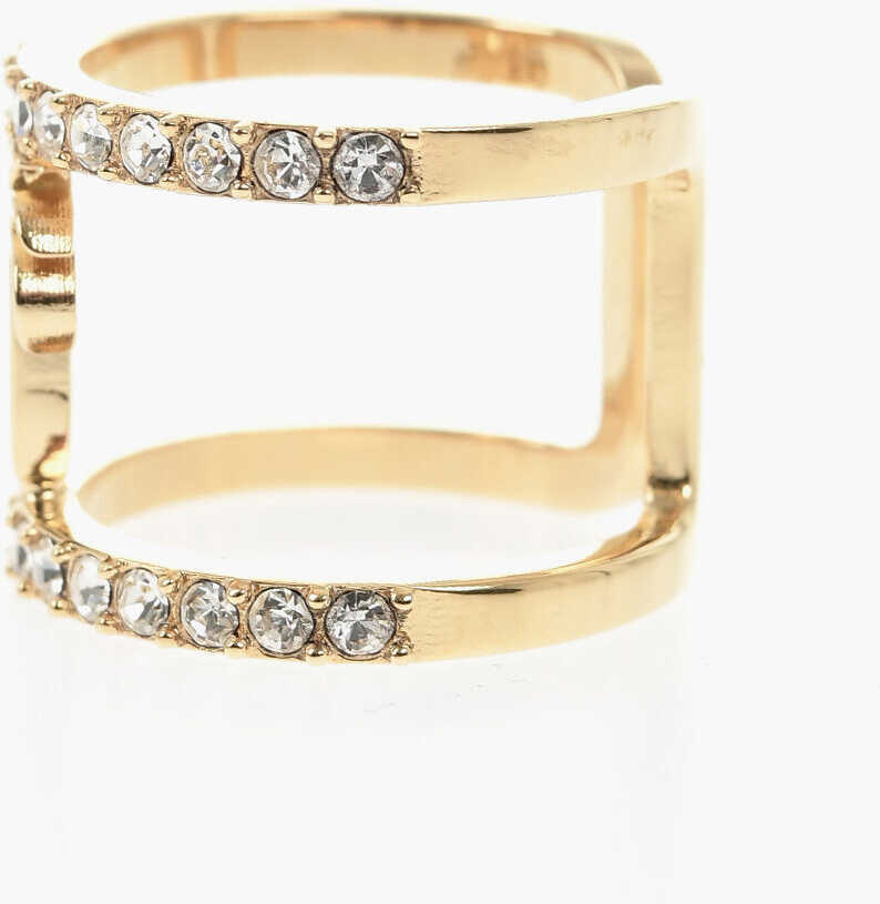 Inele Palm Angels Gold-Tone Brass Ring With Rhinestones Gold Femei (BM 19746731) 3