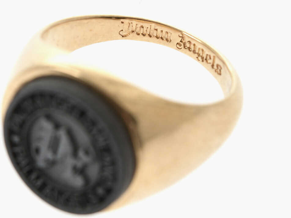 Inele Palm Angels Gold-Tone Brass Signet Ring Gold Barbati (BM 19746734) 3