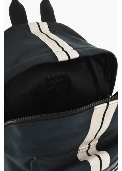 Rucsacuri Palm Angels Maxi Cotton Backpack With Leather Trim Black Barbati (BM 19746743) 4