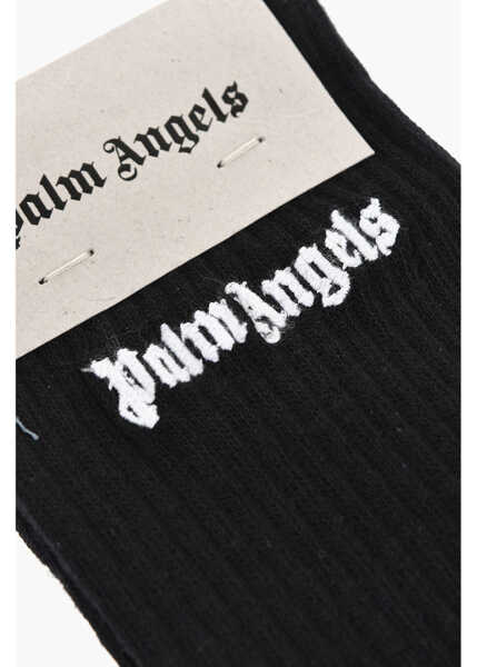 Sosete Palm Angels Solid-Color Cotton Socks Black Femei (BM 19746746) 2