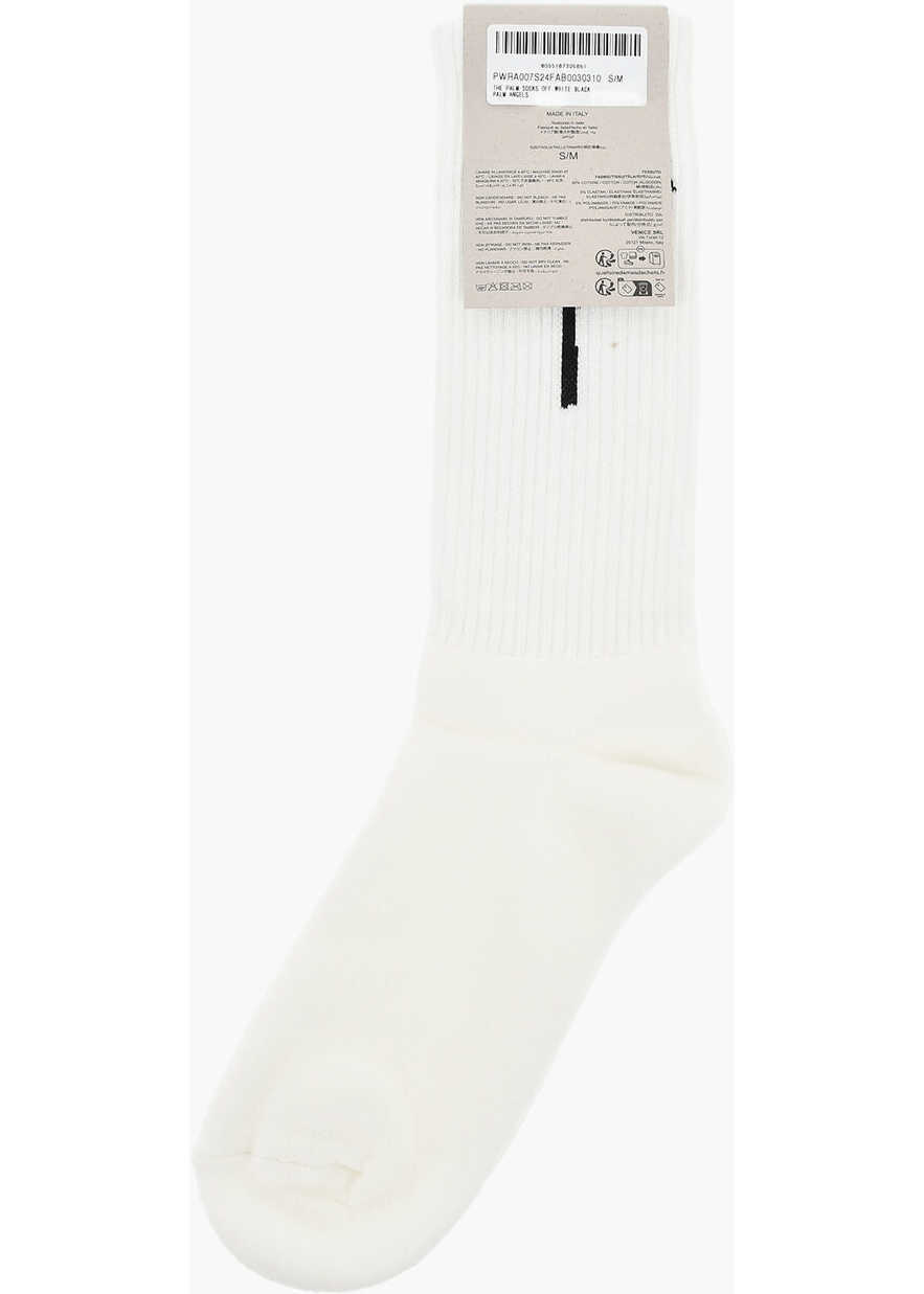 Sosete Palm Angels Solid-Color Socks With Contrast Details White Femei (BM 19746755) 3
