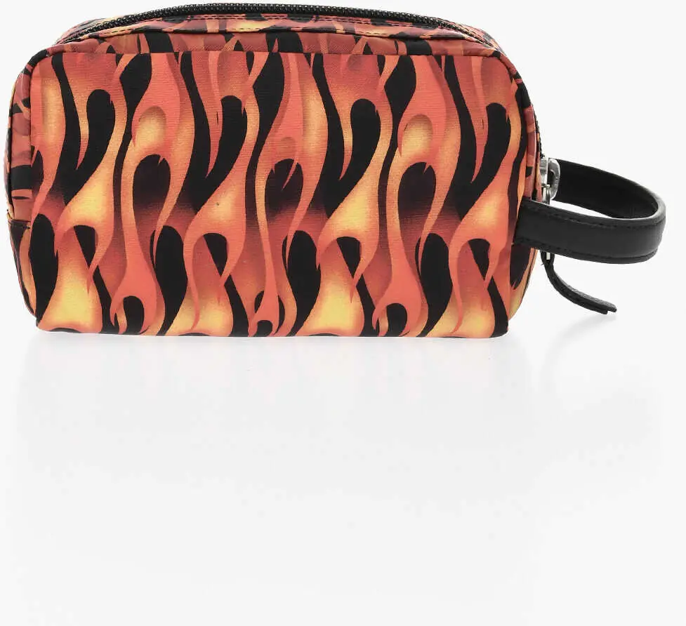 Genti de mana Palm Angels Nylon Toiletry Bags With Flame Print And Leather Trim Multicolor Barbati (BM 19746770) 3