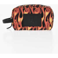 Genti de mana Nylon Toiletry Bags With Flame Print And Leather Trim Barbati