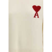 Pulovere AMI Paris Dama - Pulovere AMI Paris Ami De Coeur Sweater ECRU/ROUGE Femei (BM 19747178) - B-mall.ro