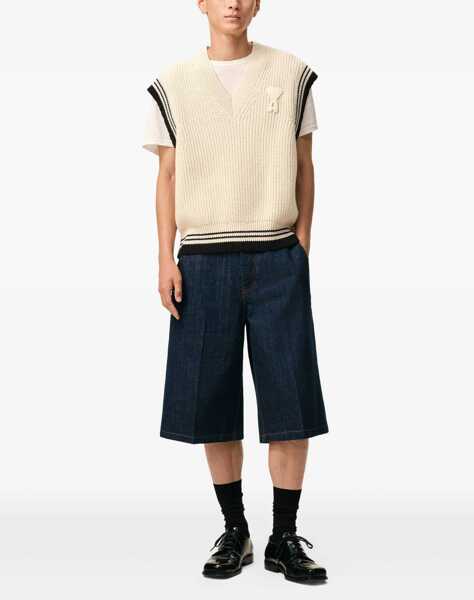 Pulovere AMI Paris Ami De Coeur Sleeveless Sweater CREAM Barbati (BM 19747301) 2