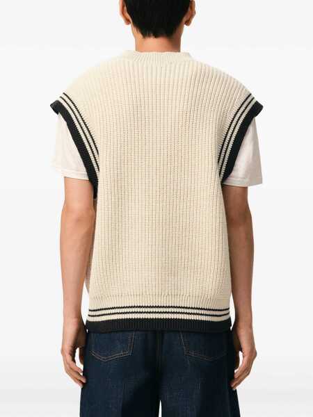 Pulovere AMI Paris Ami De Coeur Sleeveless Sweater CREAM Barbati (BM 19747301) 4