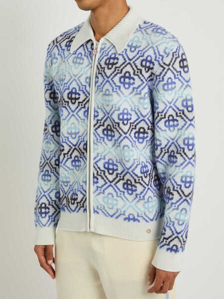 Pulovere Casablanca Space Dye Zip Sweater BLUE Barbati (BM 19747325) 2