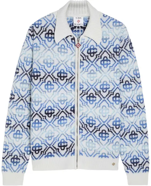 Pulovere Casablanca Space Dye Zip Sweater BLUE Barbati (BM 19747325) 4