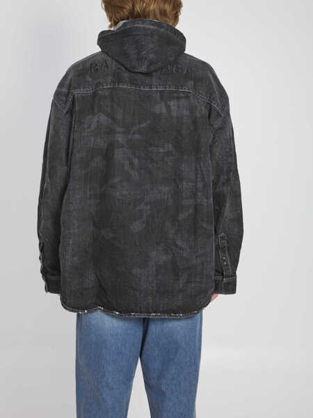 Geci Parka Balenciaga Hooded Denim Parka BLACK Barbati (BM 19747340) 3