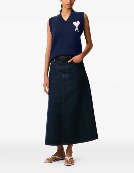 Pulovere AMI Paris Sleeveless V-neck knitted Sweater ENCRE/ECRU Femei (BM 19747481) 3