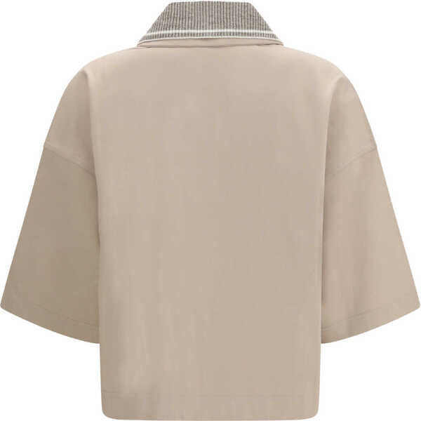 Tricouri Polo Brunello Cucinelli Interlock Couture Polo Shirt PALE OAK Femei (BM 19747484) 2