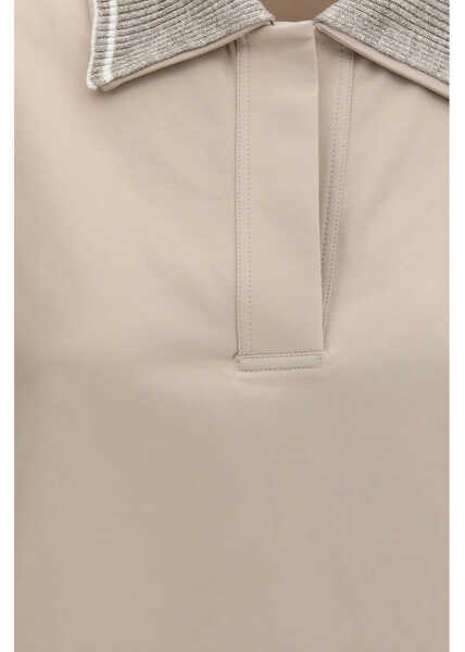 Tricouri Polo Brunello Cucinelli Interlock Couture Polo Shirt PALE OAK Femei (BM 19747484) 3