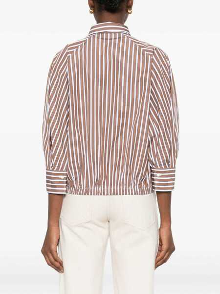Camasi casual Brunello Cucinelli Shadow stripe poplin Shirt TABACCO/RIGA NERA/BIANCO Femei (BM 19747499) 4