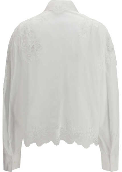 Camasi casual Ermanno Scervino Cotton Shirt with lace detail BRIGHT WHITE/OTTICO Femei (BM 19747511) 2