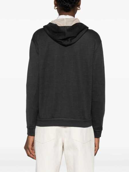 Bluze de trening Brunello Cucinelli Cotton Hoodie CARBONE/FEATHER Femei (BM 19747544) 4