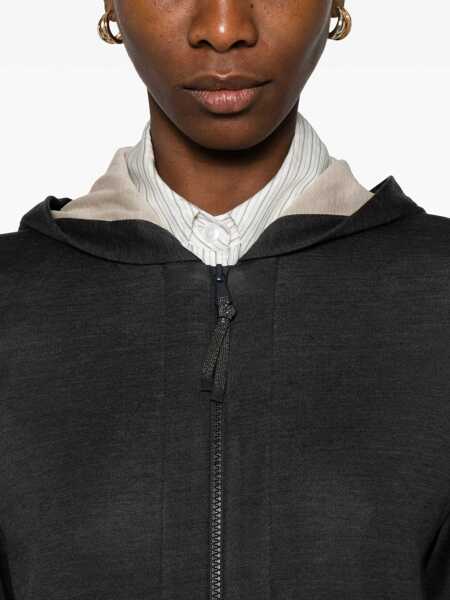 Bluze de trening Brunello Cucinelli Cotton Hoodie CARBONE/FEATHER Femei (BM 19747544) 5
