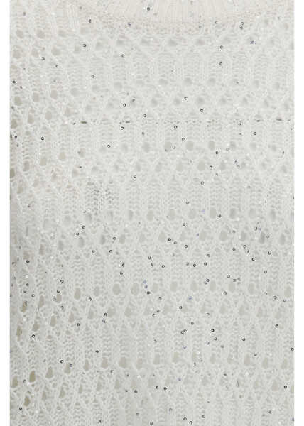 Pulovere Brunello Cucinelli Openwork Sweater BIANCO Femei (BM 19748018) 3