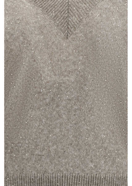 Pulovere Brunello Cucinelli Sparkling linen Sweater FANGO Femei (BM 19748051) 3