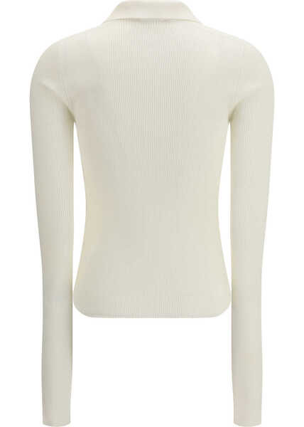 Tricouri Polo Rier Long-sleeve silk Polo WHITE KNIT Femei (BM 19748066) 2