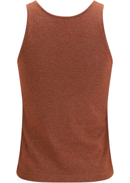 Topuri Brunello Cucinelli Sparkling knit Tank Top FIRE BRICK Femei (BM 19748078) 2