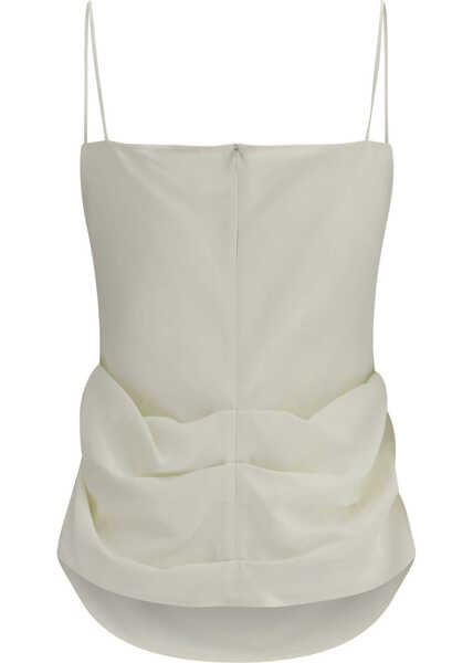 Topuri Magda Butrym Draped silk Top with lace trim CREAM Femei (BM 19748108) 2