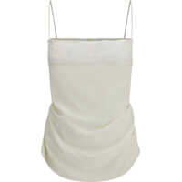 Topuri Draped silk Top with lace trim Femei