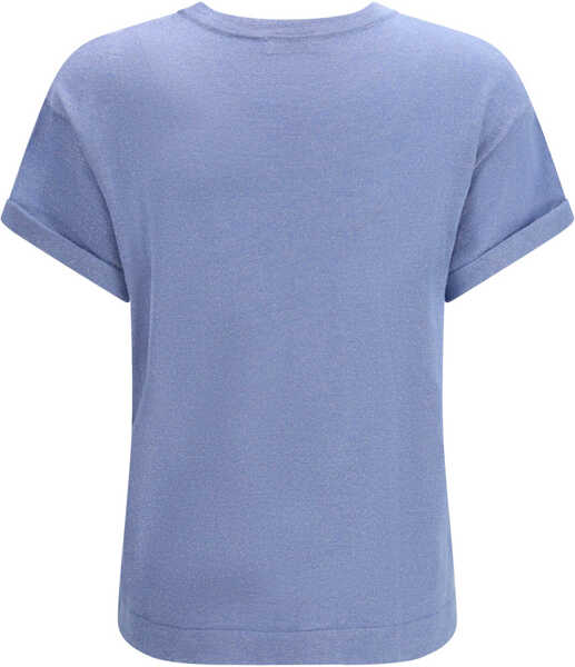 Tricouri Brunello Cucinelli cashmere glitter T-shirt BLUE DUSK Femei (BM 19748168) 2