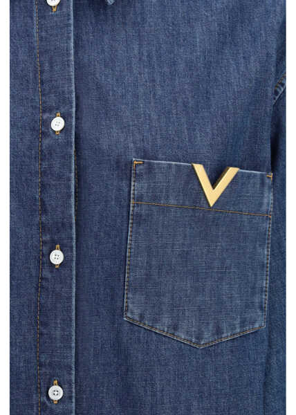 Camasi de blugi Valentino Garavani Solid chambray denim Shirt MEDIUM BLUE DENIM Femei (BM 19748243) 3