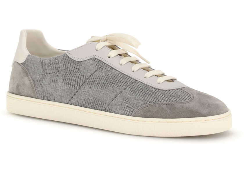 Sneakers Brunello Cucinelli Cotton knit and leather Sneakers COKENEBBIAGRIGIO CHIAROPANAMA Barbati (BM 19748297) 2