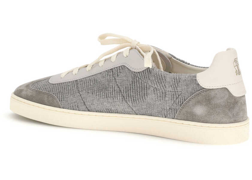 Sneakers Brunello Cucinelli Cotton knit and leather Sneakers COKENEBBIAGRIGIO CHIAROPANAMA Barbati (BM 19748297) 3