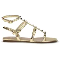 Sandale Rockstud flat Sandals laminated leather Femei