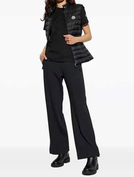 Tricouri Moncler Cotton T-Shirt With Logo BLACK Femei (BM 19748483) 4