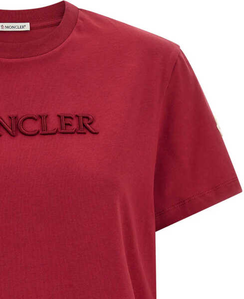 Tricouri Moncler Cotton T-Shirt With Logo BORDEAUX Femei (BM 19748486) 3