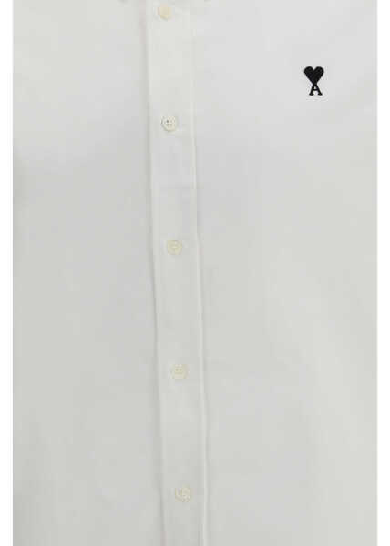 Camasi casual AMI Paris Cotton Ami de Coeur Oxford Shirt BLANC NATUREL Barbati (BM 19748519) 3