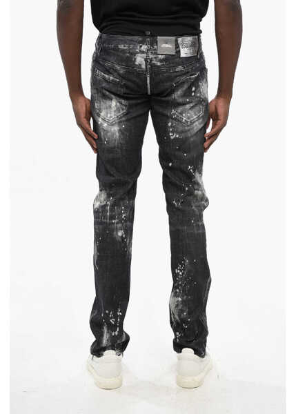 Blugi drepti DSQUARED2 Jeans Bleached Anniversary Low Rise 16Cm Black Barbati (BM 19748532) 2