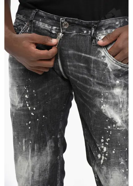 Blugi drepti DSQUARED2 Jeans Bleached Anniversary Low Rise 16Cm Black Barbati (BM 19748532) 3