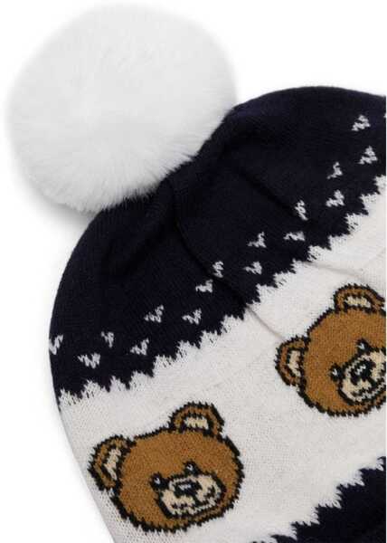 Caciuli Moschino Beanie Bears And Pom Poms BLUE Baieti (BM 19748624) 2