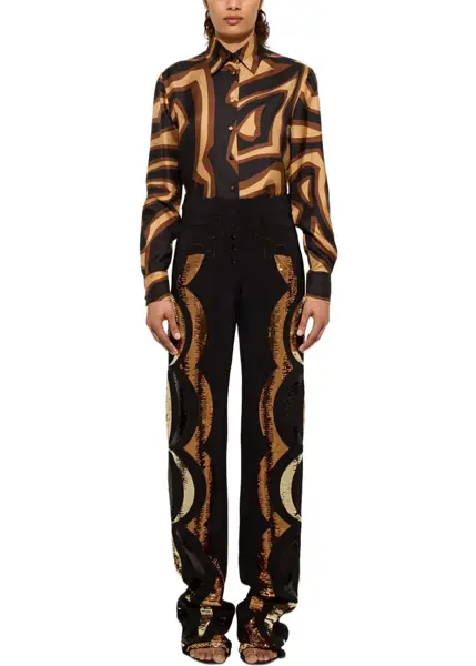 Bluze PUCCI Labyrinth Print Silk Shirt BLACK Femei (BM 19748672) 2