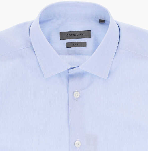 Camasi casual CORNELIANI Cotton Slim-Fit Shirt With French Collar Blue Barbati (BM 19748816) 2