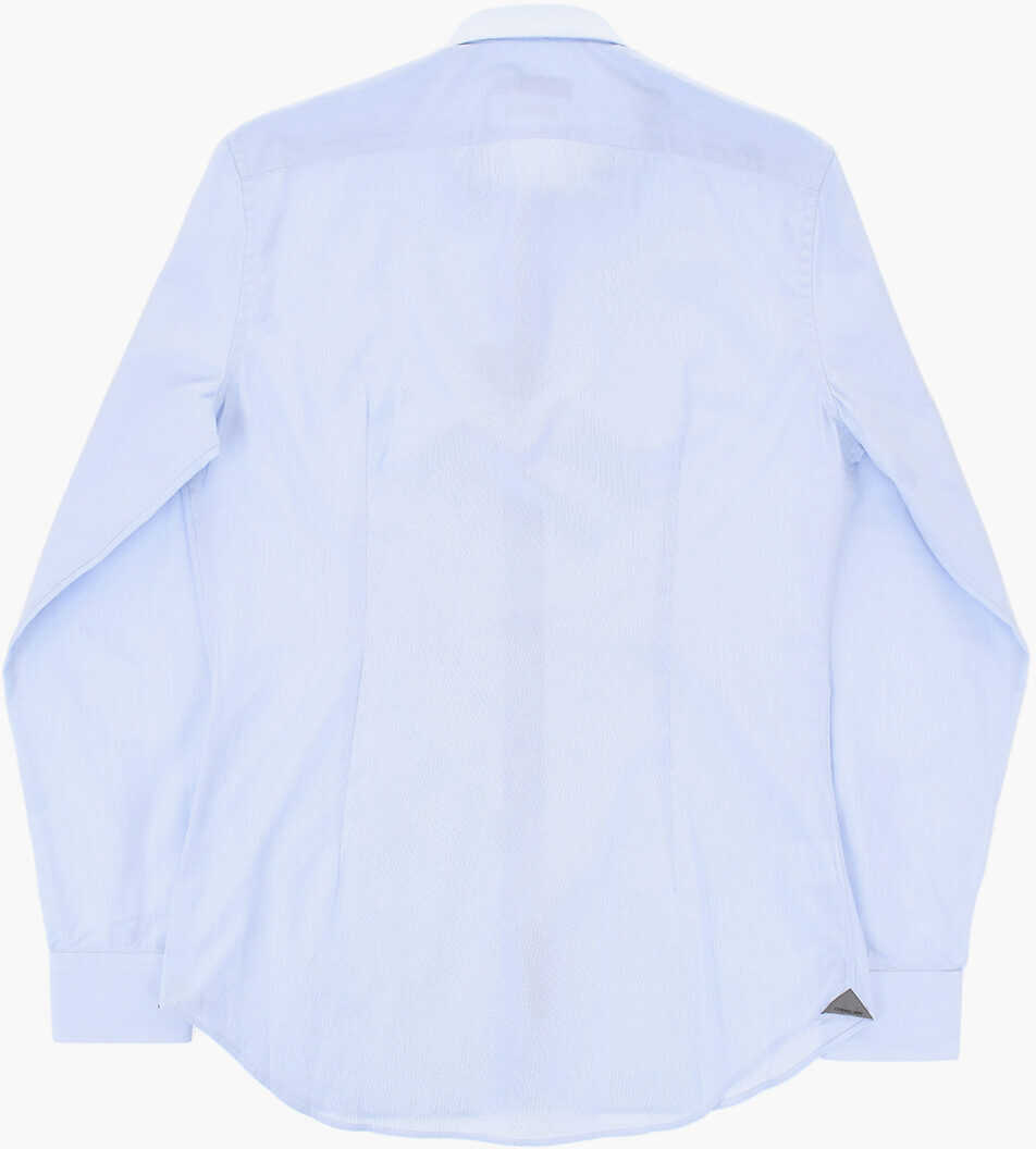 Camasi casual CORNELIANI Cotton Slim-Fit Shirt With French Collar Blue Barbati (BM 19748816) 4
