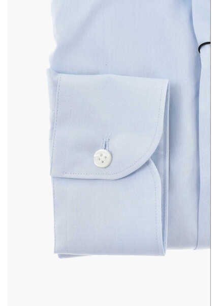 Camasi elegante CORNELIANI Poplin Cotton Shirt With Italian Collar Blue Barbati (BM 19748819) 3