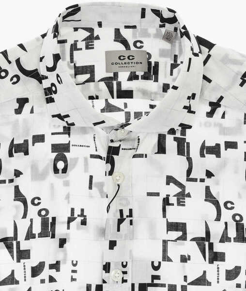 Camasi casual CORNELIANI Cc Collection Cotton Shirt With Monogram Motif Black & White Barbati (BM 19748825) 3