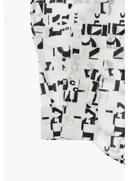 Camasi casual CORNELIANI Cc Collection Cotton Shirt With Monogram Motif Black & White Barbati (BM 19748825) 4