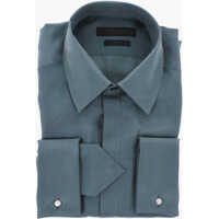 Butoni Code Slim Fit Silk Solid-Color Shirt With Cufflinks Barbati