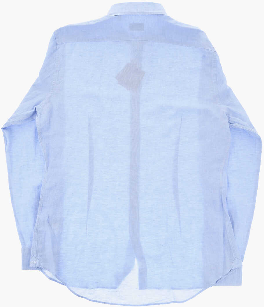 Camasi casual CORNELIANI Cc Collection Linen-Blend Shirt With French Collar Blue Barbati (BM 19748834) 4