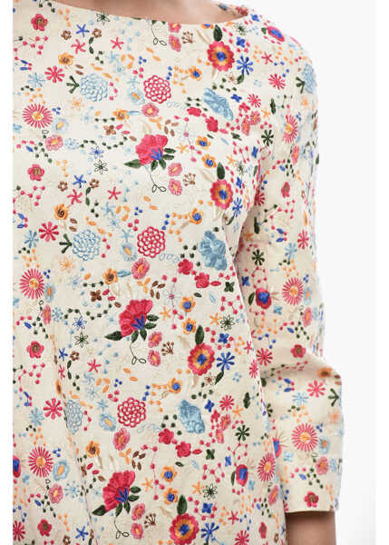 Rochii scurte INES DE LA FRESSANGE Embroidered Cotton Dress Megan With 3/4 Sleeves Multicolor Femei (BM 19748840) 3