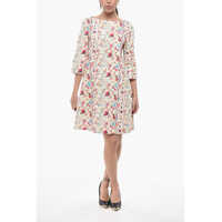 Rochii scurte Embroidered Cotton Dress Megan With 3/4 Sleeves Femei
