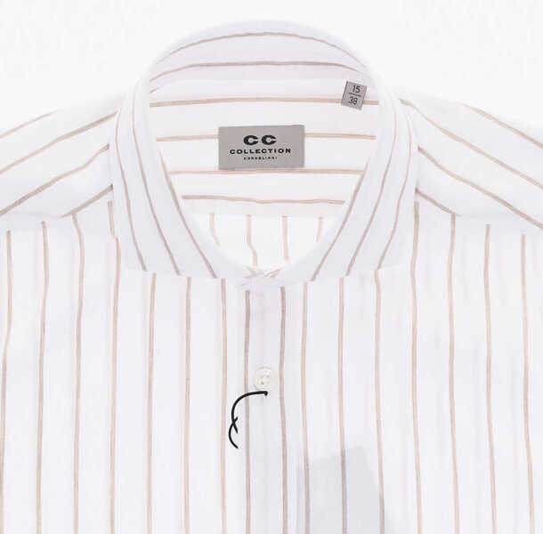 Camasi casual CORNELIANI Cc Collection Striped Shirt With French Collar White Barbati (BM 19748843) 2